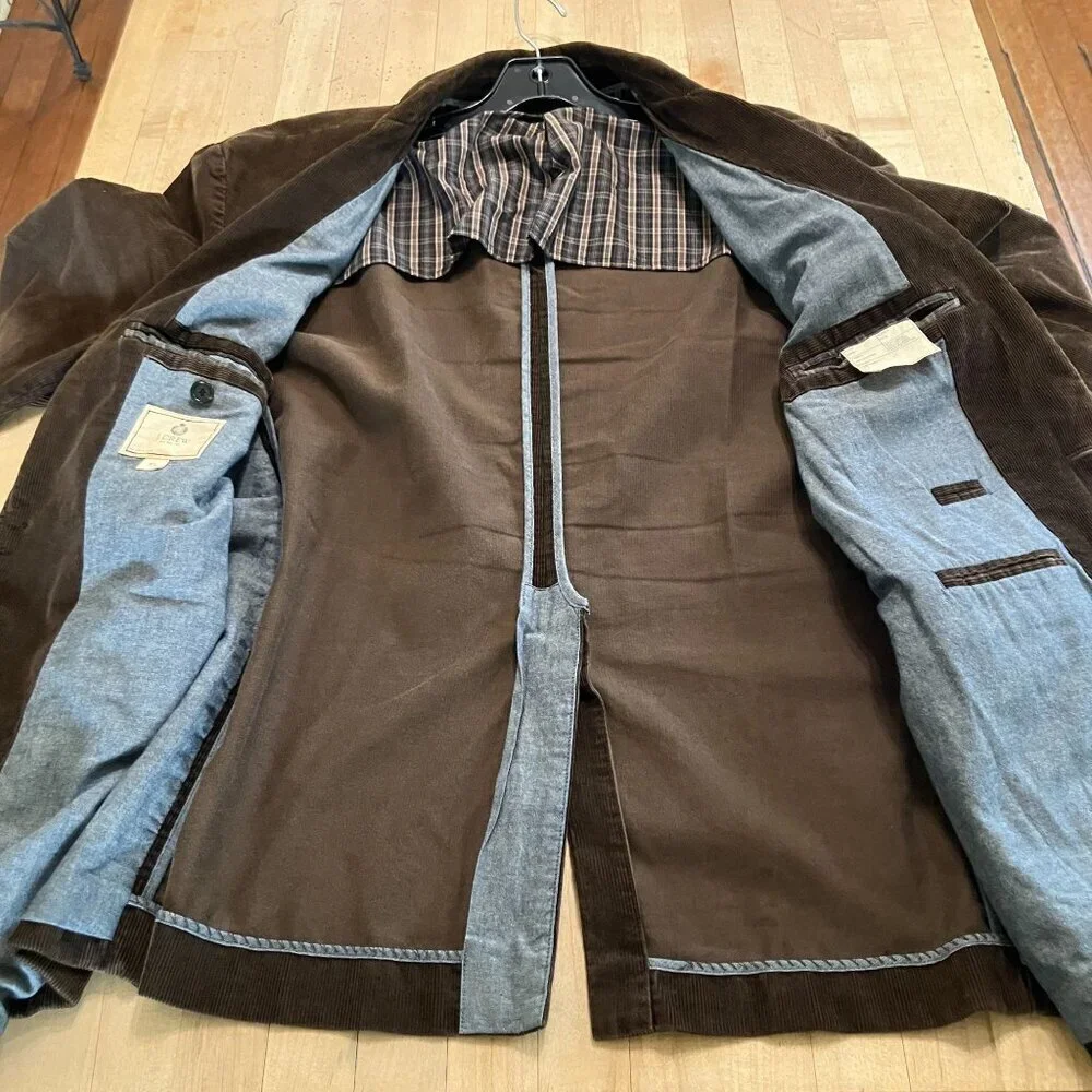 J.Crew Mens Vintage Y2K Corduroy Academia Blazer Jacket Size XL Brown FA EXC